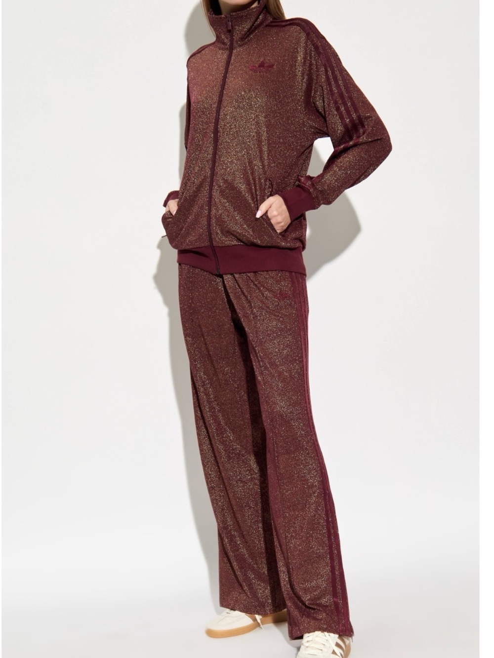 2 pc set adidas Originals Lurex Firebird Shimmer Track Jacket and pants